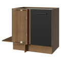 Balcão de Canto Madesa Agata 1 Porta 60 cm Profundidade (Sem Tampo) Rustic/Preto