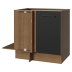 Balcão de Canto Madesa Agata 1 Porta 60 cm Profundidade (Sem Tampo) Rustic/Preto