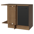 Balcão de Canto Madesa Agata 1 Porta 60 cm Profundidade (Com Tampo) Rustic/Preto