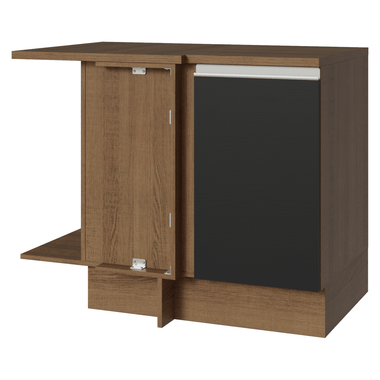 Balcão de Canto Madesa Glamy 1 Porta 60 cm Profundidade (Com Tampo) Rustic/Preto
