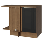Balcão de Canto para Linha de 60 cm de Profundidade 1 Porta (Com Tampo) Rustic/Preto Lux Madesa