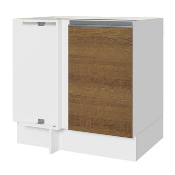 Balcão Cozinha de Canto 1 Porta 60 cm Profundidade (Sem Tampo) Branco/Rustic Glamy Madesa