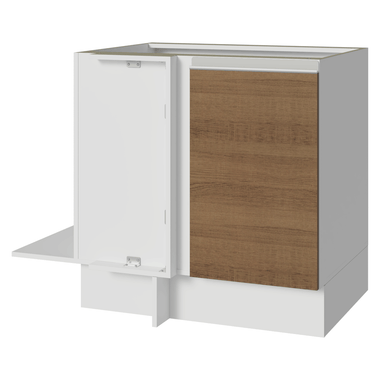 Balcão Cozinha de Canto 1 Porta 60 cm Profundidade (Sem Tampo) Branco/Rustic Glamy Madesa