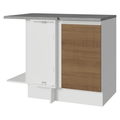 Balcão de Canto Madesa Glamy 1 Porta 60 cm Profundidade (Com Tampo) Branco/Rustic