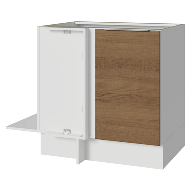 Balcão Cozinha de Canto 1 Porta 60 cm Profundidade (Sem Tampo) Branco/Rustic Stella Madesa