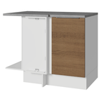 Balcão de Canto Madesa Stella 1 Porta 60 cm Profundidade (Com Tampo) Branco/Rustic