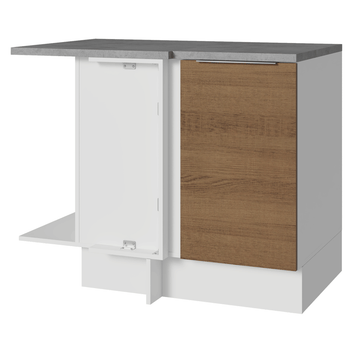 Balcão de Canto Madesa Stella 1 Porta 60 cm Profundidade (Com Tampo) Branco/Rustic