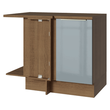 Balcão de Canto para Linha de 60 cm de Profundidade 1 Porta (Com Tampo) Rustic/Cinza Lux Madesa