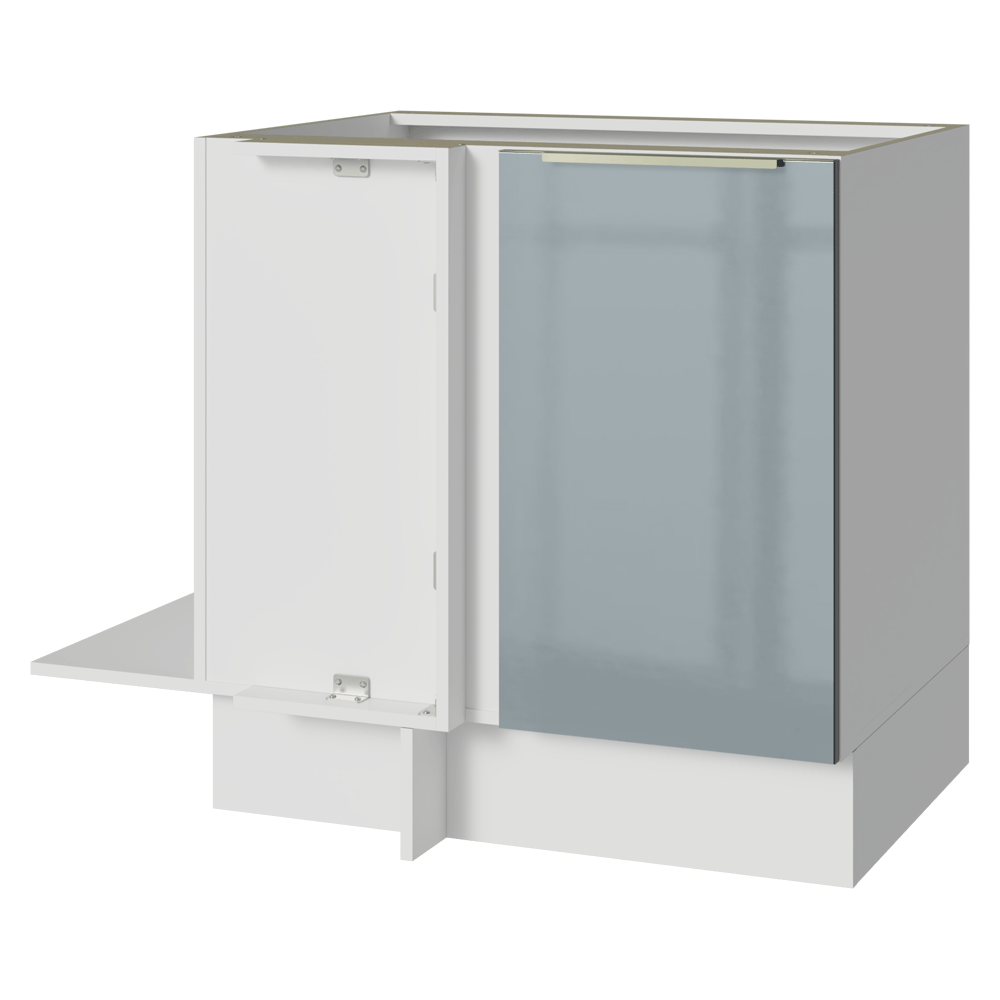 Balcão de Canto para Linha de 60 cm de Profundidade 1 Porta (Sem Tampo) Branco/Cinza Lux Madesa