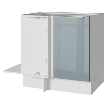 Balcão de Canto para Linha de 60 cm de Profundidade 1 Porta (Sem Tampo) Branco/Cinza Lux Madesa