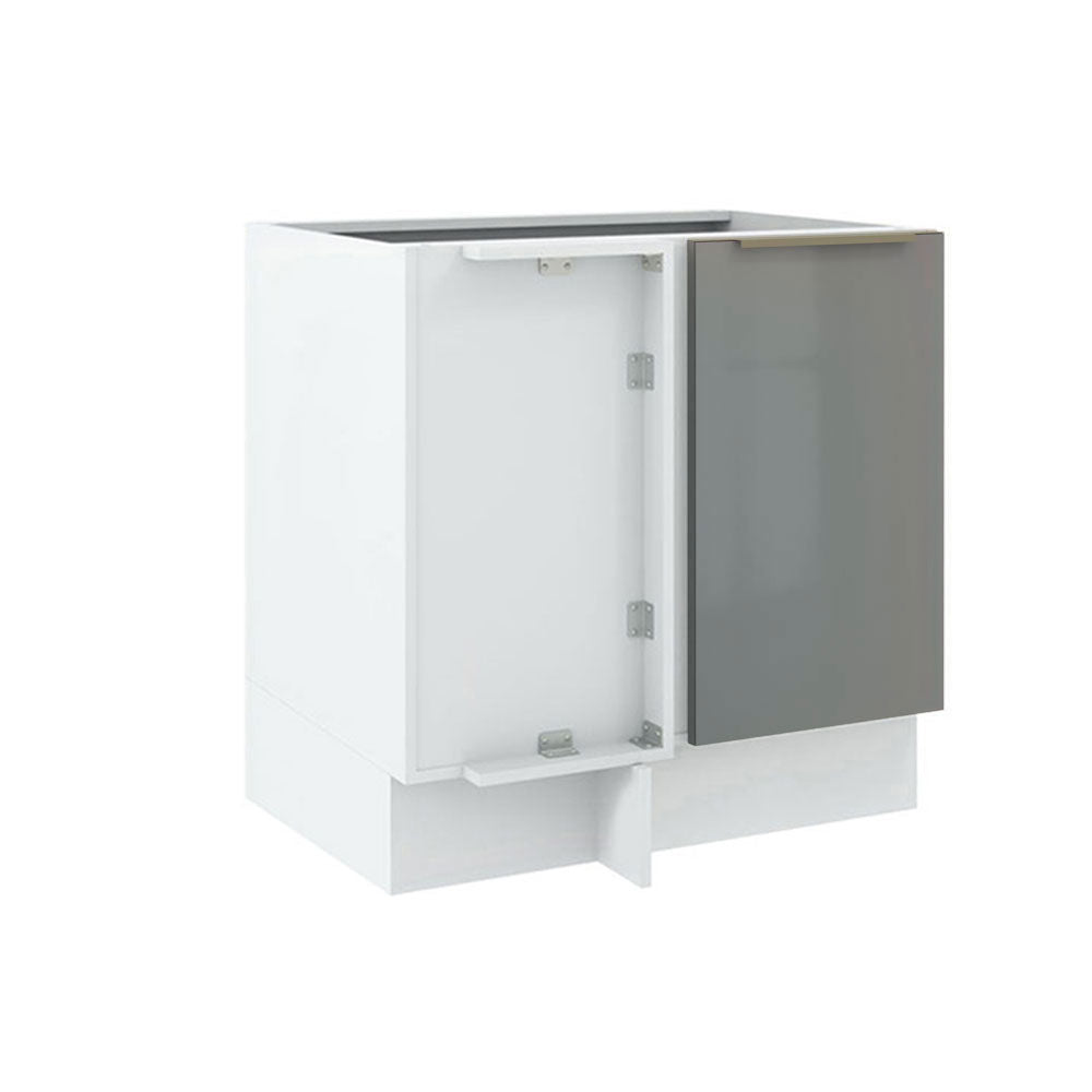 Balcão de Canto Madesa Lux 1 Porta (Sem Tampo) Branco/Cinza