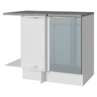 Balcão de Canto para Linha de 60 cm de Profundidade 1 Porta (Com Tampo) Branco/Cinza Lux Madesa