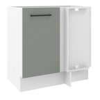 Balcão de Canto Madesa Agata 1 Porta 60 cm Profundidade (Sem Tampo) Branco/Cinza