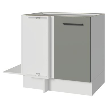Balcão de Canto Madesa Agata 1 Porta 60 cm Profundidade (Sem Tampo) Branco/Cinza