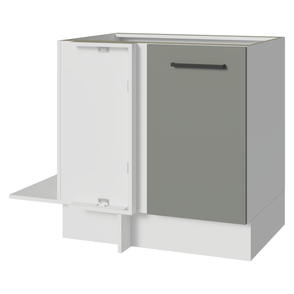 Balcão de Canto Madesa Agata 1 Porta 60 cm Profundidade (Sem Tampo) Branco/Cinza