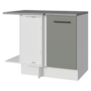 Balcão de Canto Madesa Agata 1 Porta 60 cm Profundidade (Com Tampo) Branco/Cinza