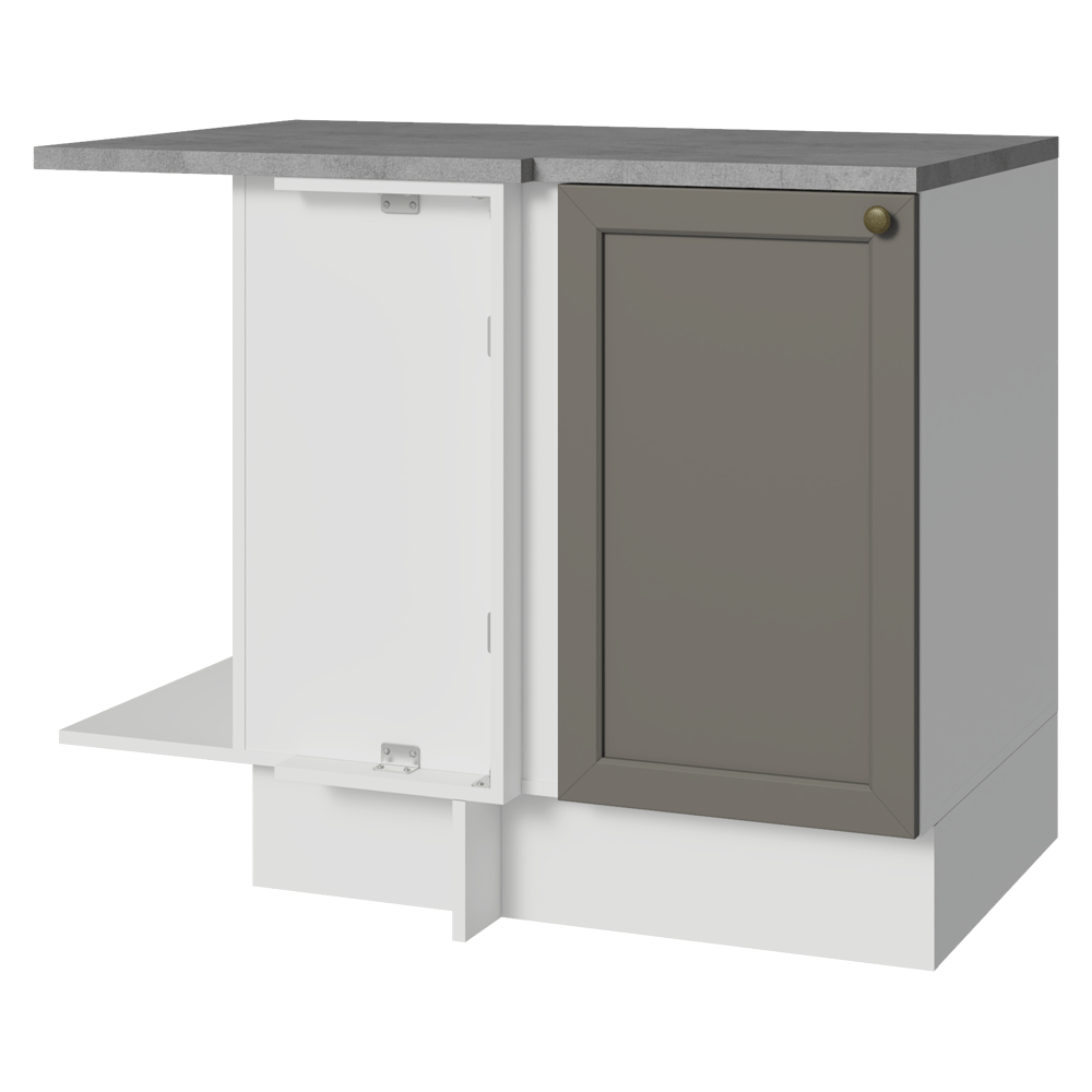 Balcão de Canto para Linha de 60 cm Profundidade (Com Tampo) Branco/Cinza Vik Madesa