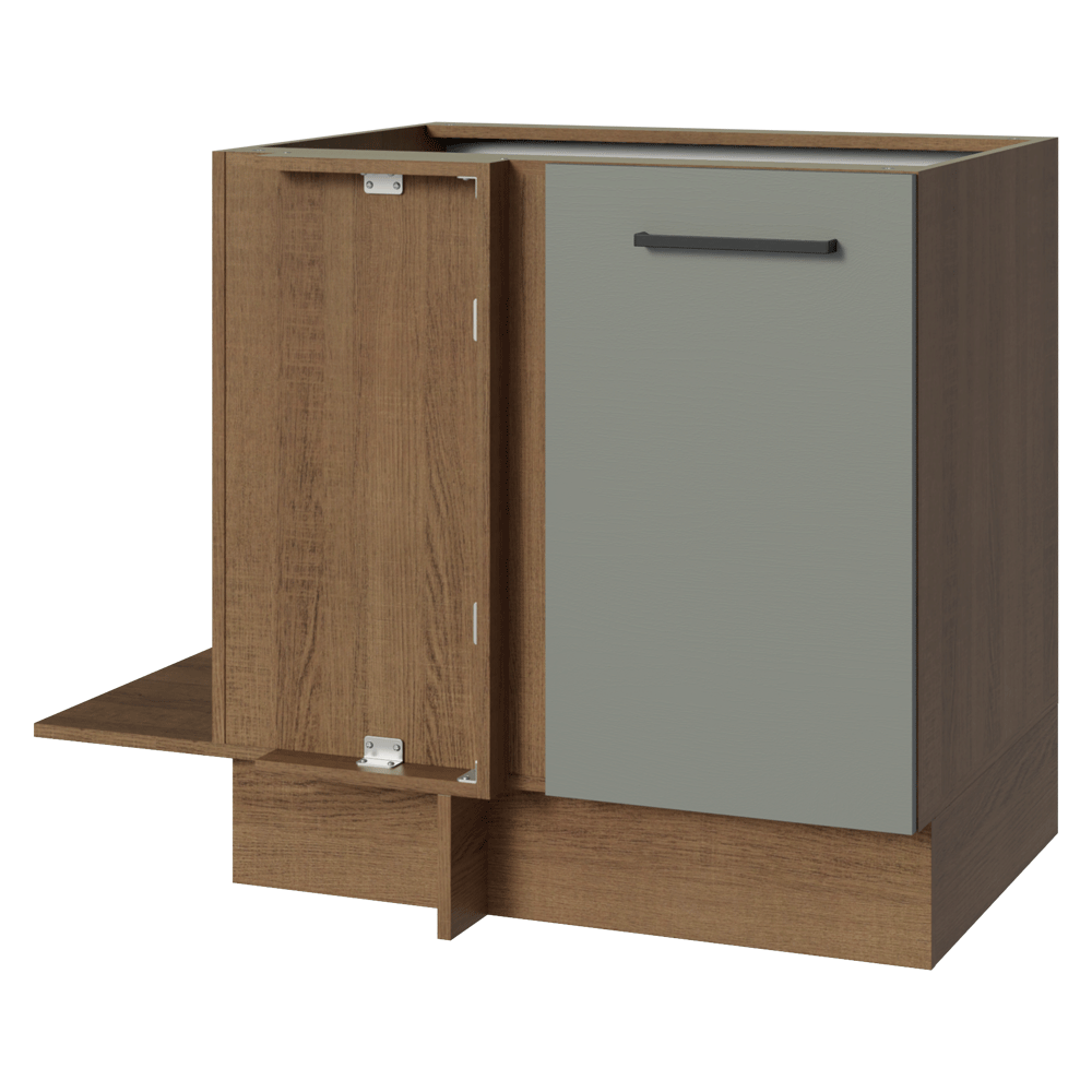 Balcão de Canto Madesa Agata 1 Porta 60 cm Profundidade (Sem Tampo) Rustic/Cinza