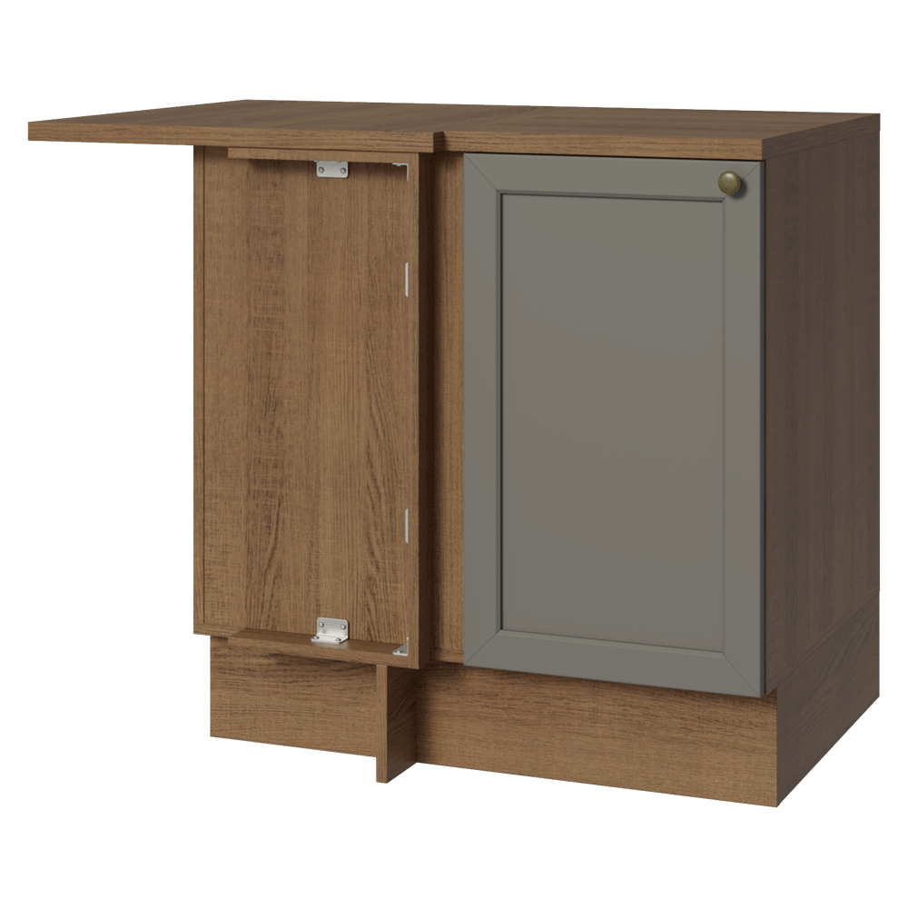 Balcão de Canto para Linha de 60 cm Profundidade (Com Tampo) Rustic/Cinza Vik Madesa