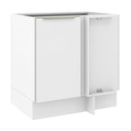 Balcão de Canto Madesa Lux 1 Porta (Sem Tampo) Branco/Branco Veludo