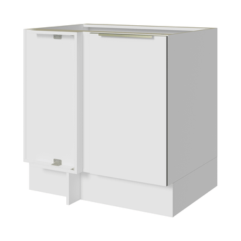 Balcão de Canto para Linha de 60 cm de Profundidade 1 Porta (Sem Tampo) Branco/Branco Veludo Lux Madesa