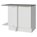 Balcão de Canto para Linha de 60 cm de Profundidade 1 Porta (Com Tampo) Branco/Branco Veludo Lux Madesa