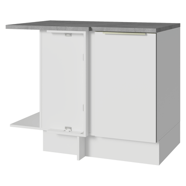 Balcão de Canto para Linha de 60 cm de Profundidade 1 Porta (Com Tampo) Branco/Branco Veludo Lux Madesa