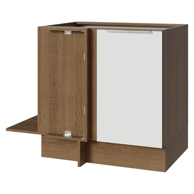 Balcão de Canto para Linha de 60 cm de Profundidade 1 Porta (Sem Tampo) Rustic/Branco Veludo Lux Madesa