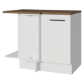 Balcão de Canto 102 x 60 cm 1 Porta Branco Tampo Rustic Agata Madesa