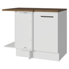Balcão de Canto 102 x 60 cm 1 Porta Branco Tampo Rustic Agata Madesa