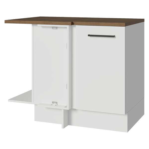 Balcão de Canto 102 x 60 cm 1 Porta Branco Tampo Rustic Agata Madesa