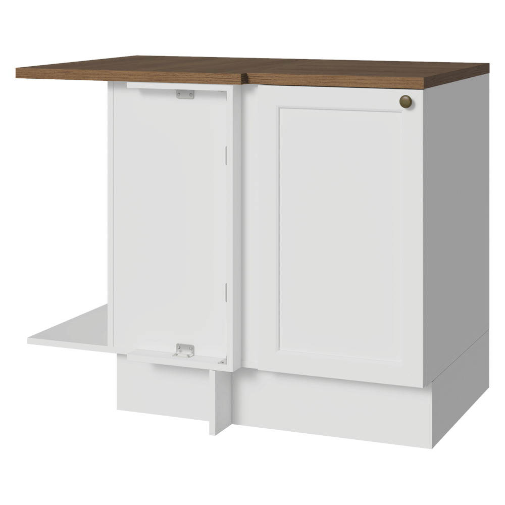 Balcão de Canto para Linha de 60 cm Profundidade (Com Tampo) Branco/Rustic Vik Madesa
