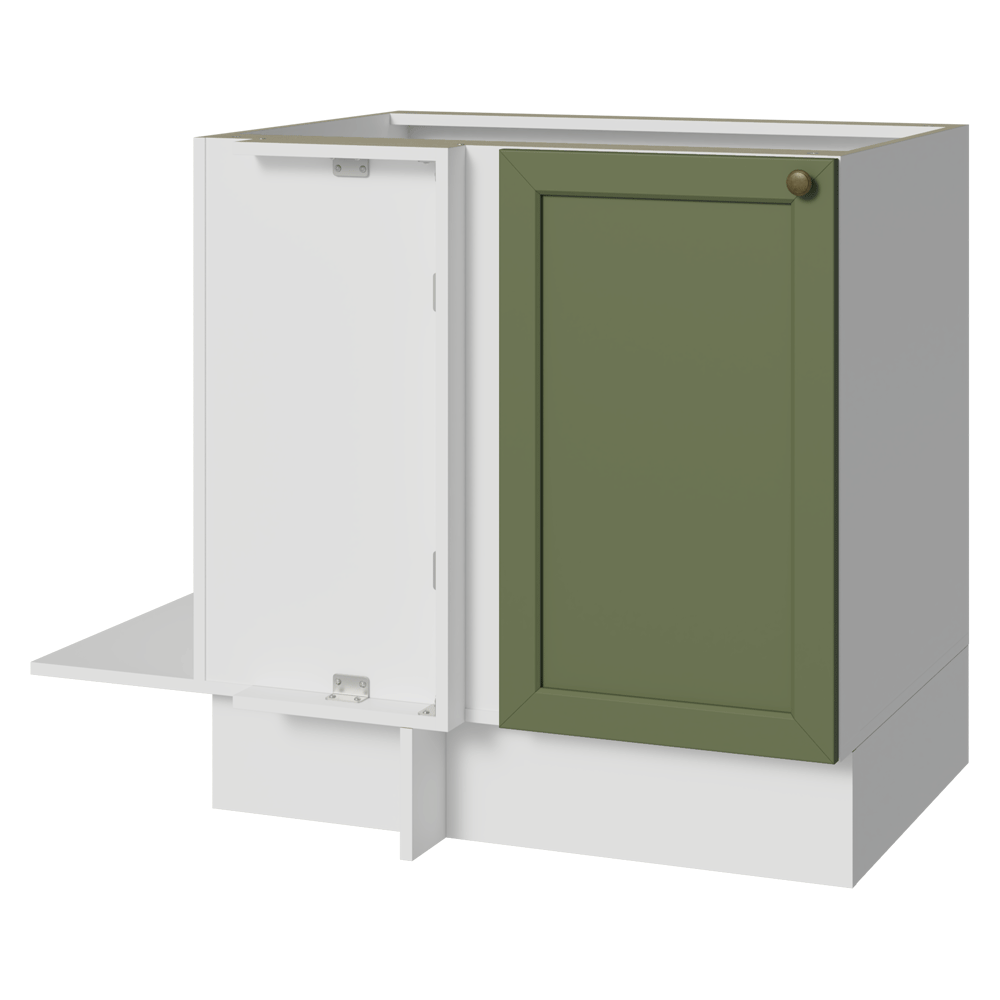 Balcão de Canto para Linha de 60 cm Profundidade (Sem Tampo) Branco/Verde Vik Madesa