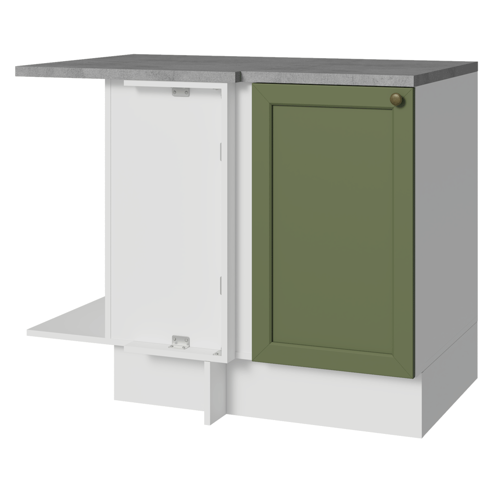 Balcão de Canto para Linha de 60 cm Profundidade (Com Tampo) Branco/Verde Vik Madesa