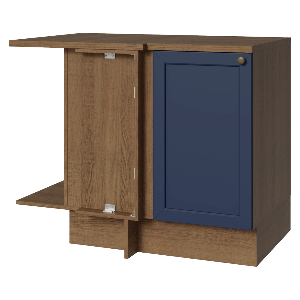 Balcão de Canto para Linha de 60 cm Profundidade (Com Tampo) Rustic/Azul Vik Madesa