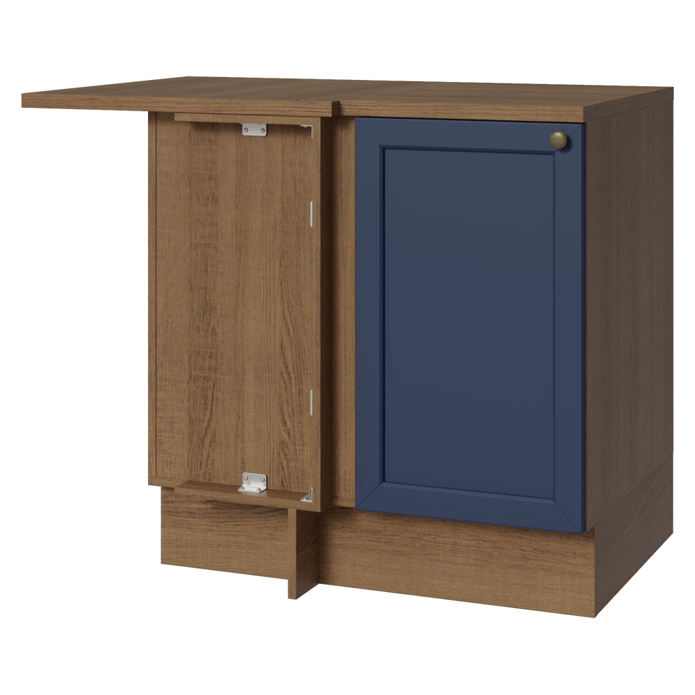 Balcão de Canto para Linha de 60 cm Profundidade (Com Tampo) Rustic/Azul Vik Madesa