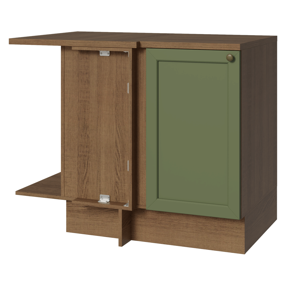Balcão de Canto para Linha de 60 cm Profundidade (Com Tampo) Rustic/Verde Vik Madesa