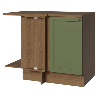 Balcão de Canto para Linha de 60 cm Profundidade (Com Tampo) Rustic/Verde Vik Madesa