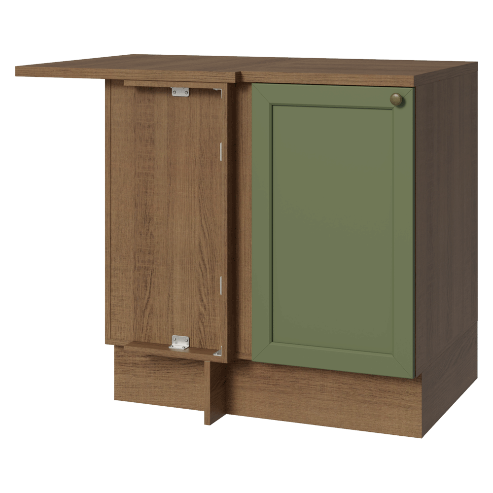 Balcão de Canto para Linha de 60 cm Profundidade (Com Tampo) Rustic/Verde Vik Madesa