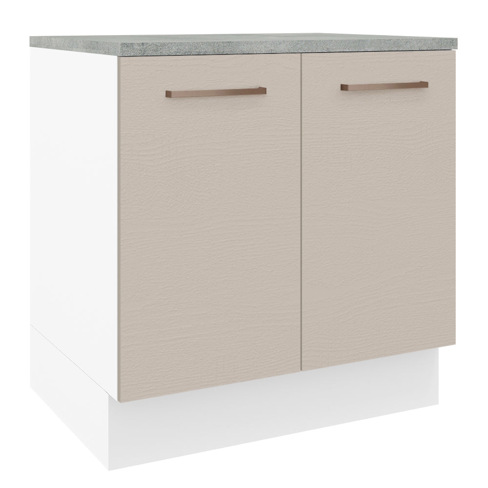 Balcão 80 x 60 cm 2 Portas (Com Tampo) Branco/Crema Agata Madesa
