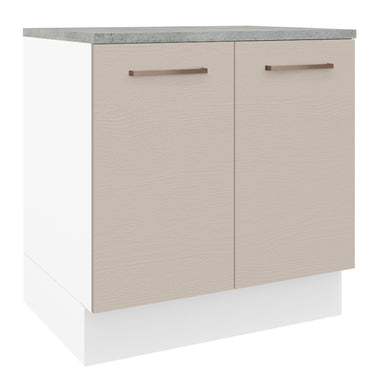 Balcão 80 x 60 cm 2 Portas (Com Tampo) Branco/Crema Agata Madesa