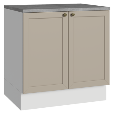 Balcão de Cozinha 80 x 60 cm 2 Portas (Com Tampo) Branco/Crema Vik Madesa