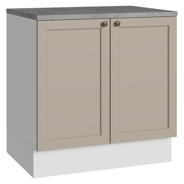 Balcão de Cozinha 80 x 60 cm 2 Portas (Com Tampo) Branco/Crema Vik Madesa