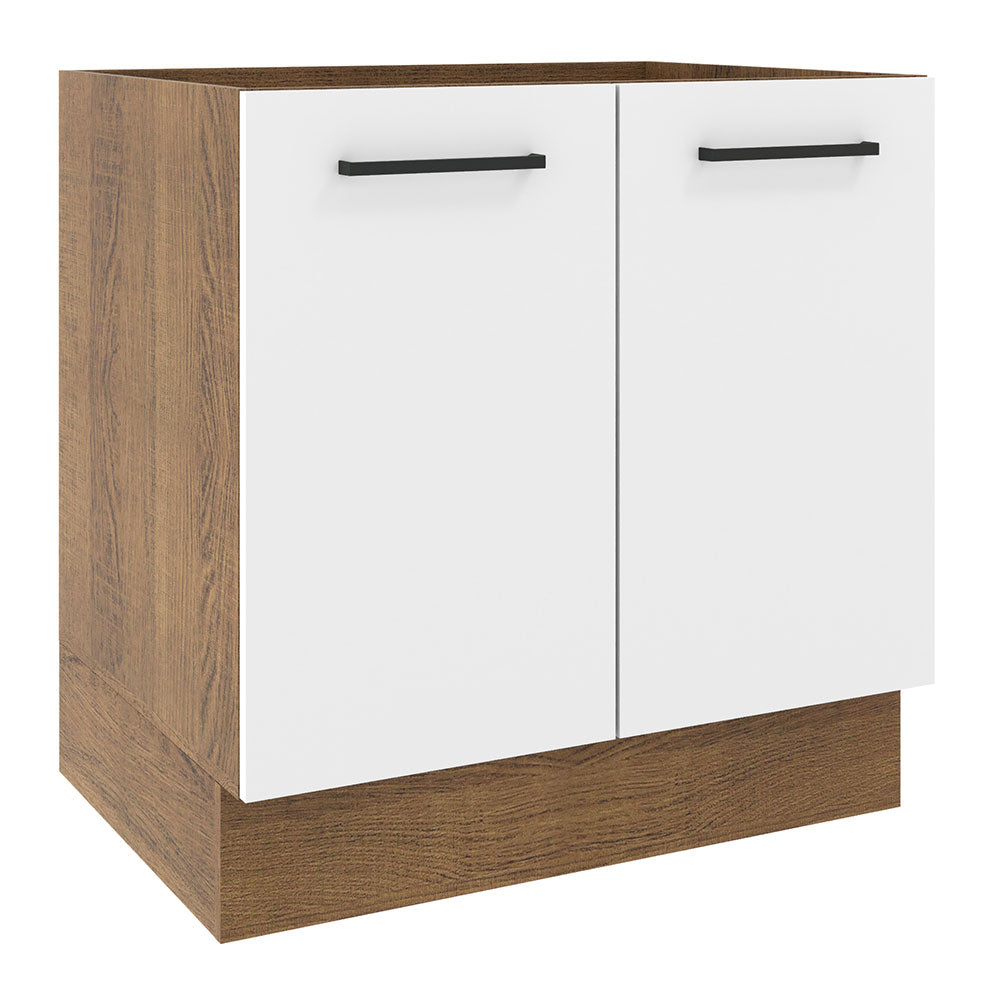 Balcão de Cozinha Madesa Agata 80 x 60 cm 2 Portas (Sem Tampo) Rustic/Branco