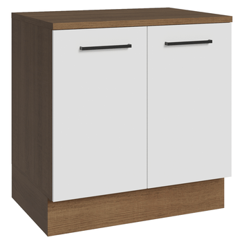 Balcão Madesa Agata 80 x 60 cm 2 Portas (Com Tampo) Rustic/Branco