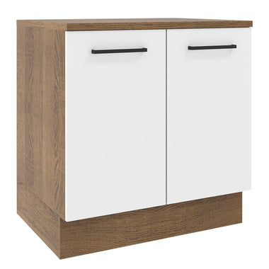Balcão Madesa Agata 80 x 60 cm 2 Portas (Com Tampo) Rustic/Branco
