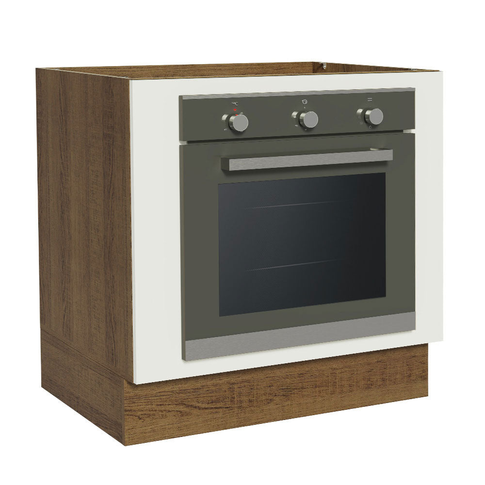 Balcão para Forno de Embutir 80 x 60 cm Sem Tampo Rustic/Branco Agata, Glamy, Lux, Stella Madesa