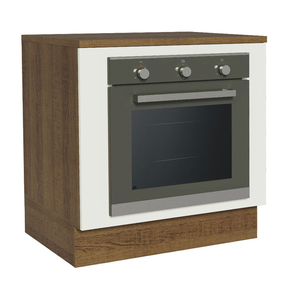 Balcão para Forno de Embutir 80 x 60 cm Com Tampo Rustic/Branco Agata, Glamy, Lux, Stella e Vik Madesa