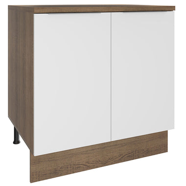 Balcão Madesa Stella 80 x 60 cm 2 Portas (Com Tampo) Rustic/Branco