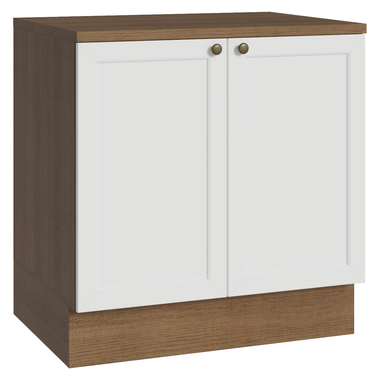 Balcão de Cozinha 80 x 60 cm 2 Portas (Com Tampo) Rustic/Branco Vik Madesa